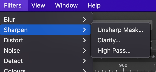 Sharpening Dropdown Affinity Photo