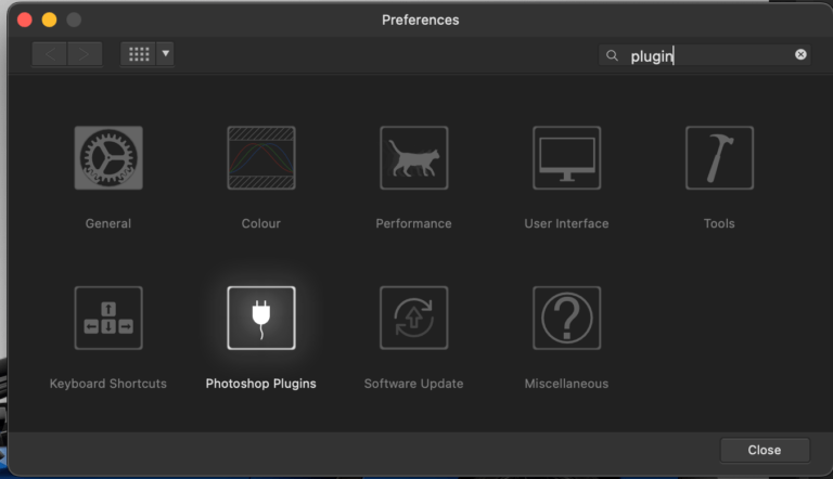 affinity photo plugins not working