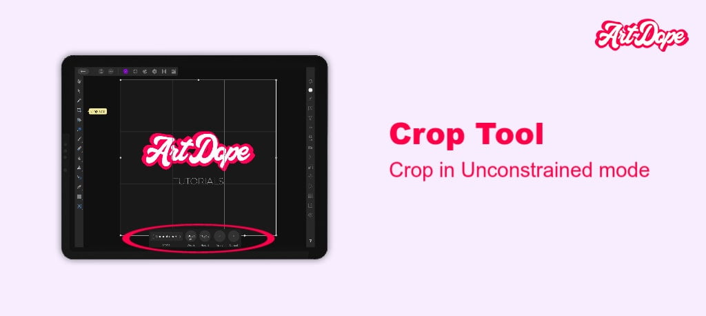 How to Crop in Affinity Photo iPad: Crop tool unconstrained mode