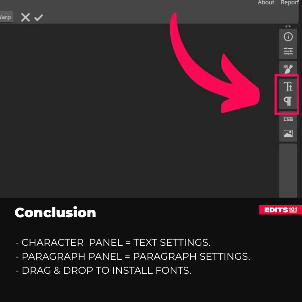 Conclusion Text tool Photopea