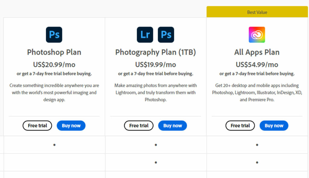 Photoshop Pricing