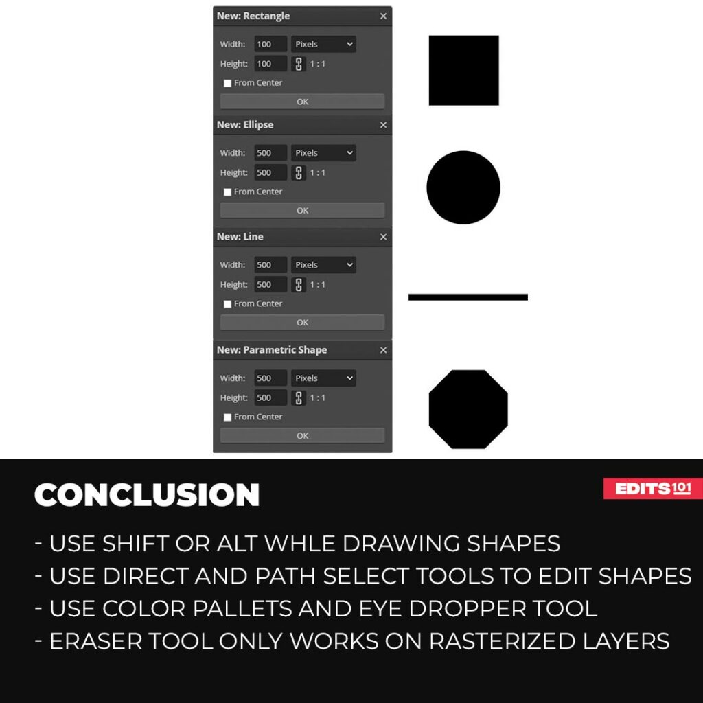Shapes and tools in Photopea