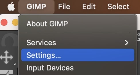 Settings option in mac
