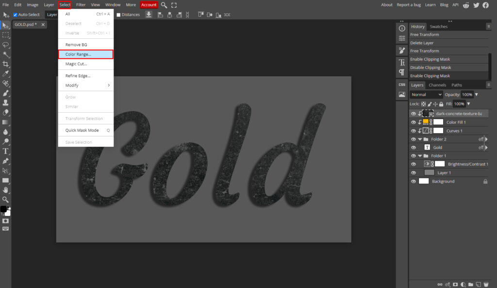Creating Gold Text Effect in Photopea: A Beginner's Guide