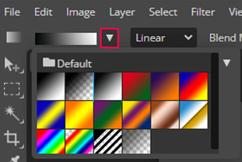 Gradient tool in photopea