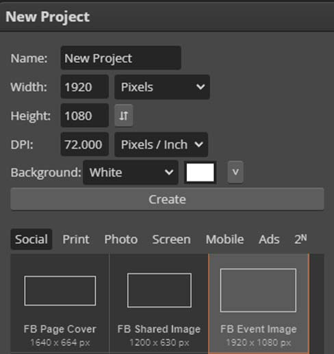 Document Size In photopea