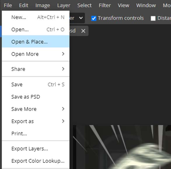 how to open an image in photopea