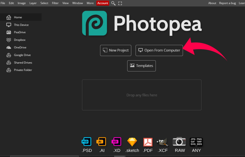 Open file in photopea