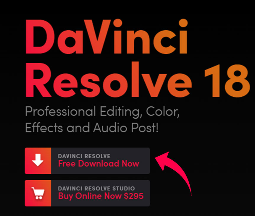 Download Davinci Resolve form black magic official site