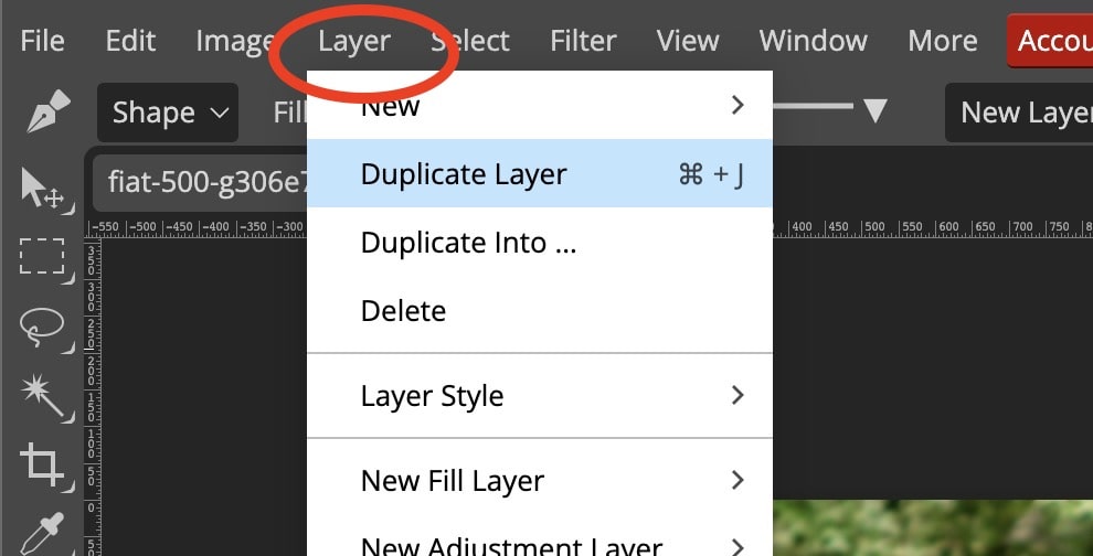 Duplicate layer photopea