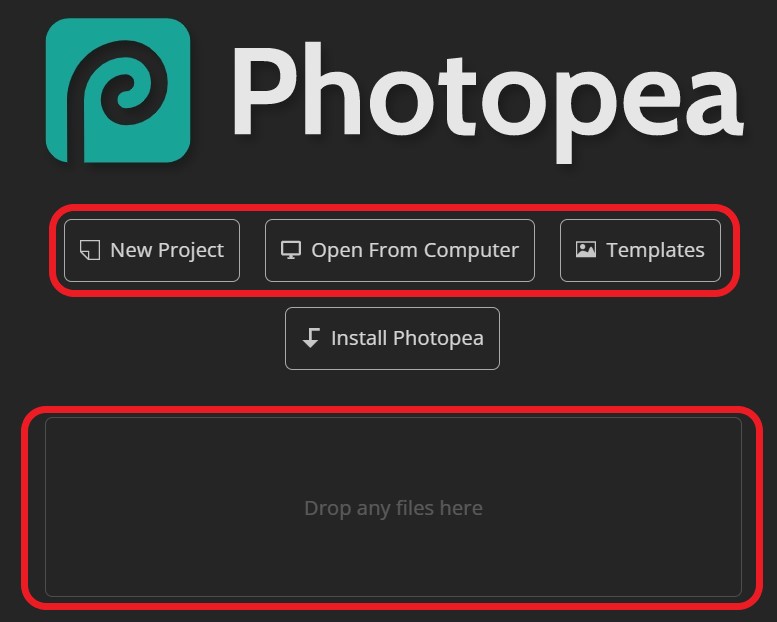 Create a new document in Photopea