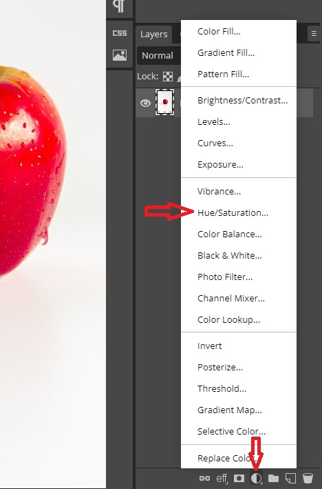 New Adjustment Layer in photopea