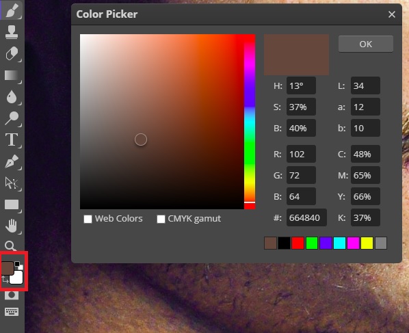 color picker in Photopea