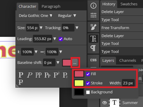 Change Text Fill and Stroke in Photopea