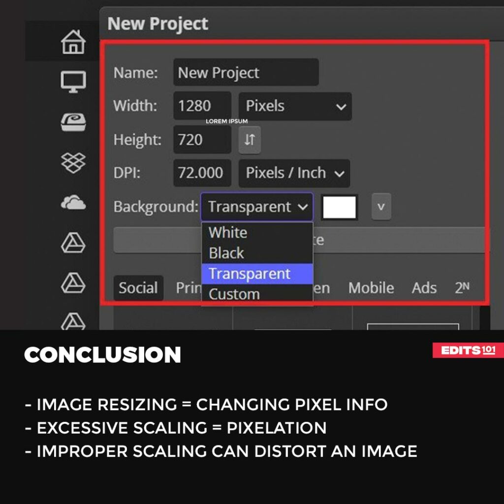 Resizing an image in Photopea
