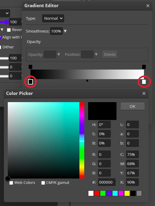 Pick Gradient Colors in Photopea