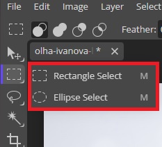 Rectangle Select Tool in Photopea