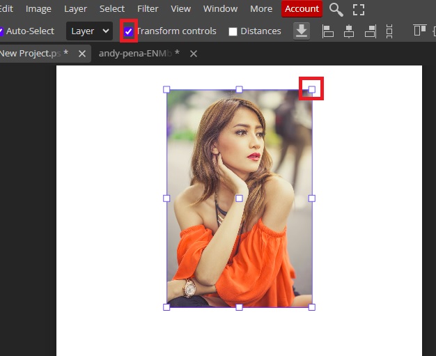 how to Scale the Image to Fit in Photopea