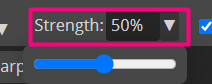 strength of the sharpen tool in photopea