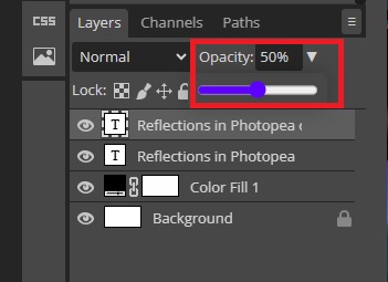 Lowering Layer Opacity in Photopea