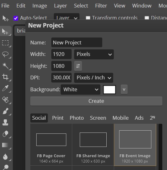 Page Settings in Photopea