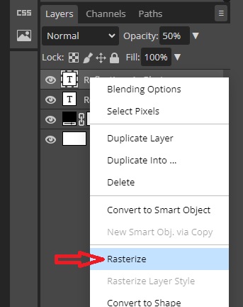 Rasterize Layer in Photopea