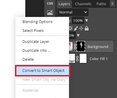Convert Layer to Smart Object in Photopea
