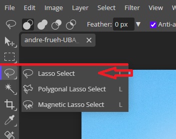 Lasso Select Tool in Photopea