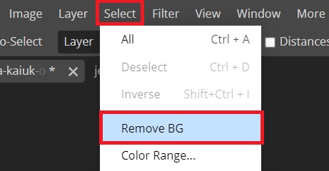 remove BG in Photopea