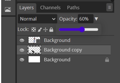 reduce opacity in Photopea