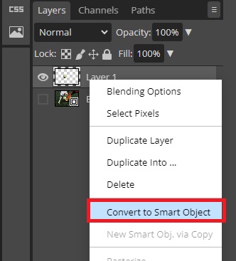 how to Convert Layer to Smart Object in Photopea