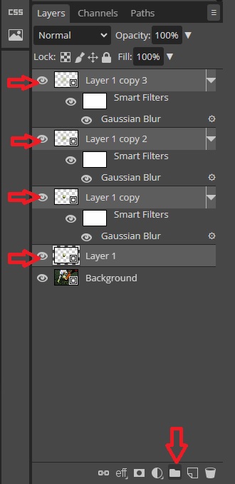 place layers in a folder in Photopea