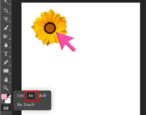Holding Alt key while clicking the subject (Sunflower).