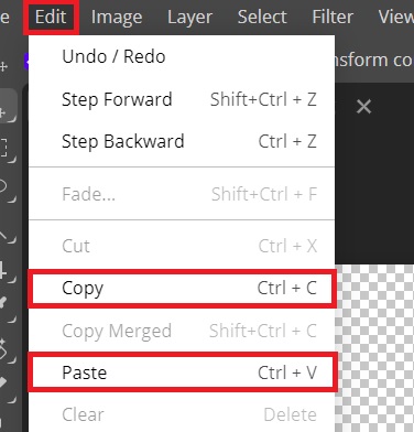 Copy and Paste in Photopea