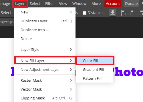 Color Fill Layer in Photopea
