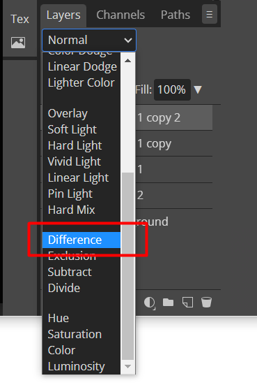 Change blending modes in photopea