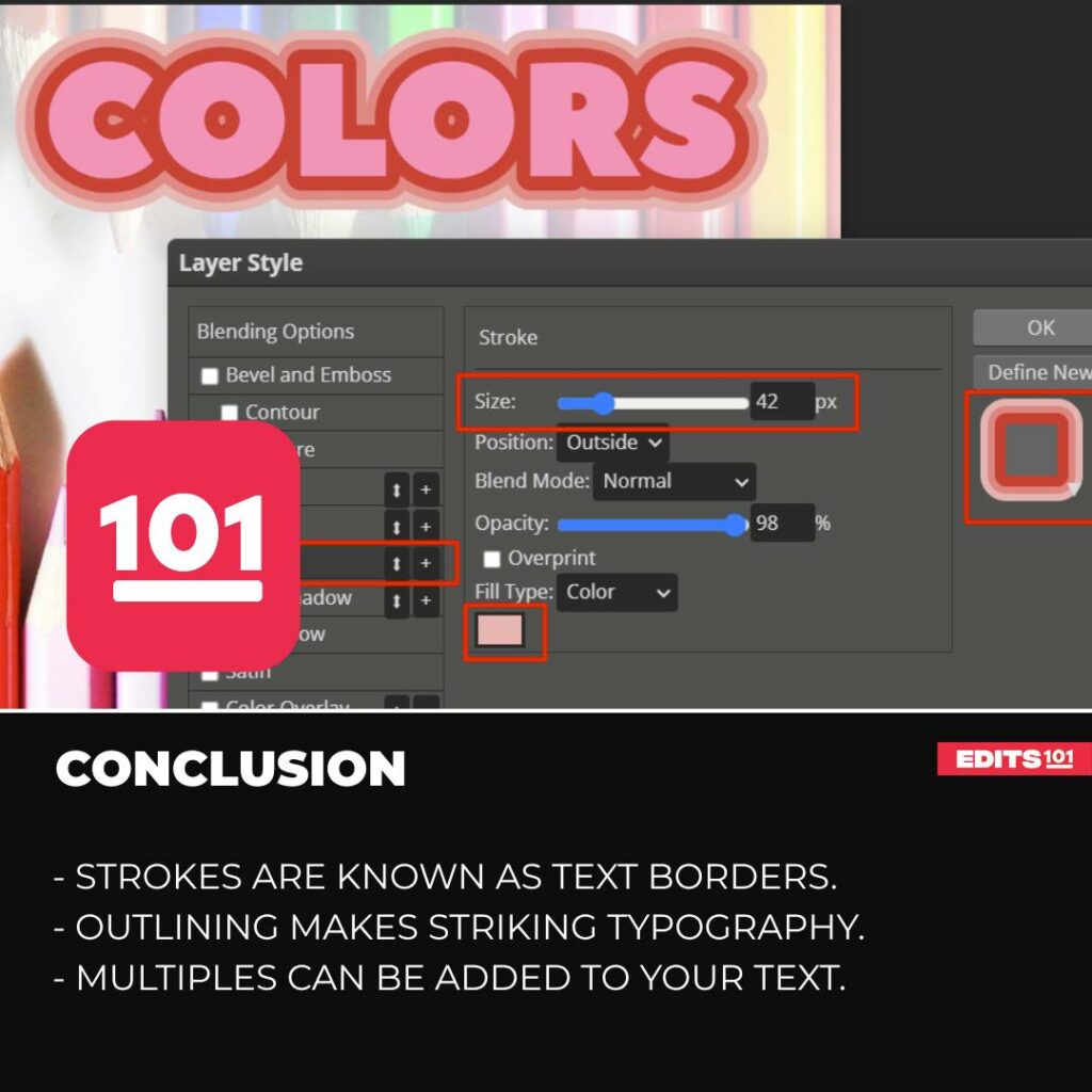 Conclusion image on how to outline text in Photopea.