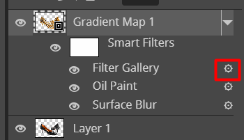 Settings Button for Filter Gallery Layer.