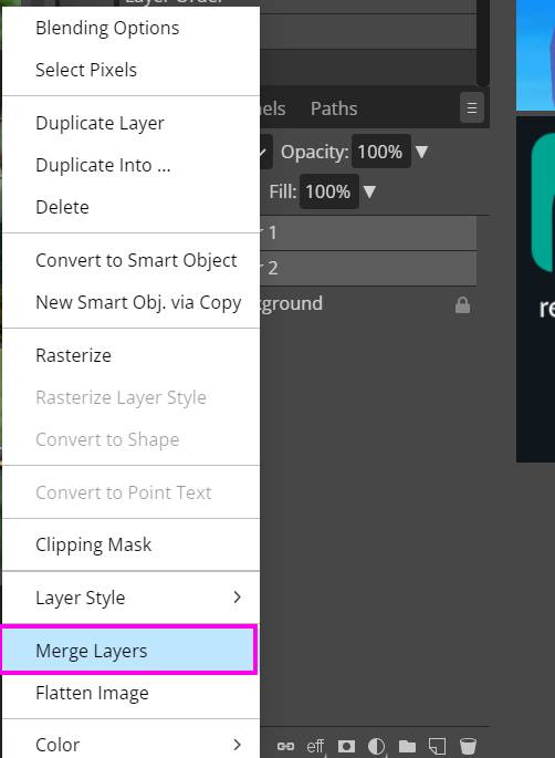 Merge Layers in photopea