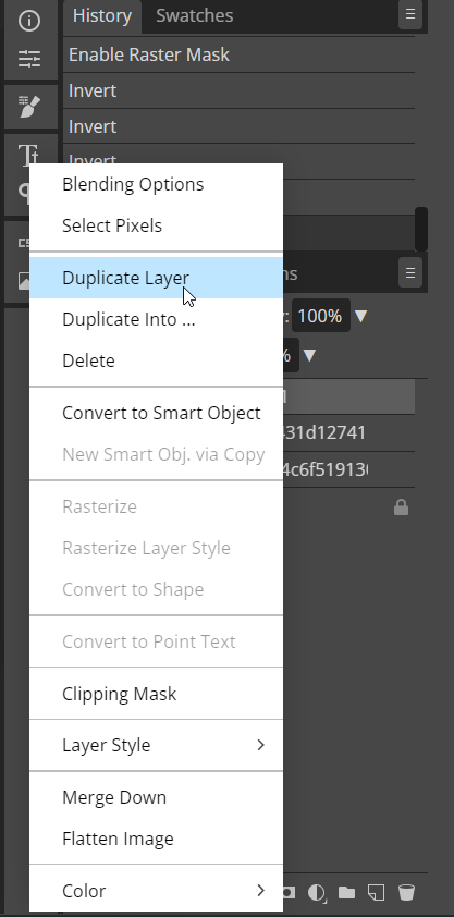 Duplicate layer in photopea