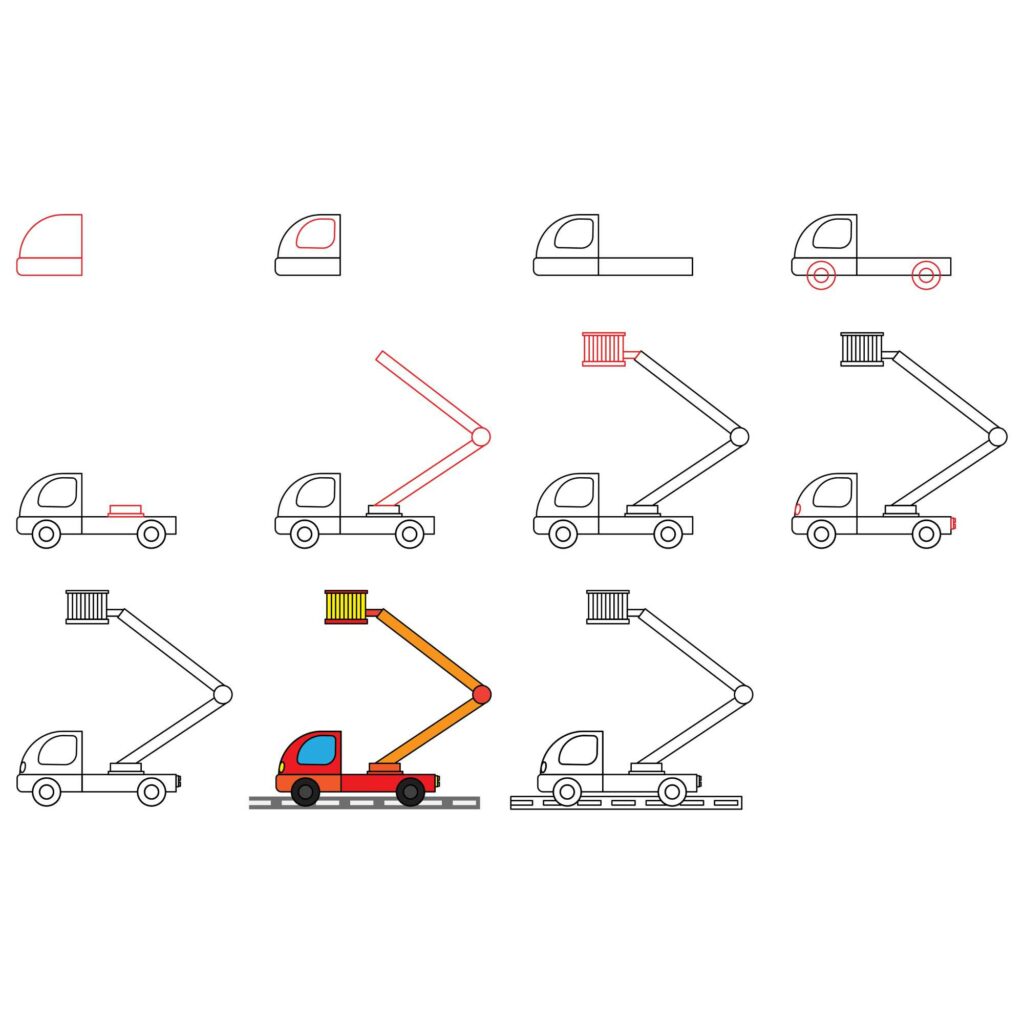 how to draw a cherry picker