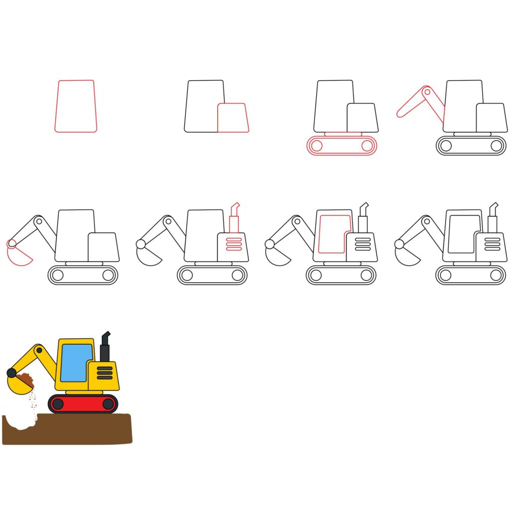 how to draw an excavator