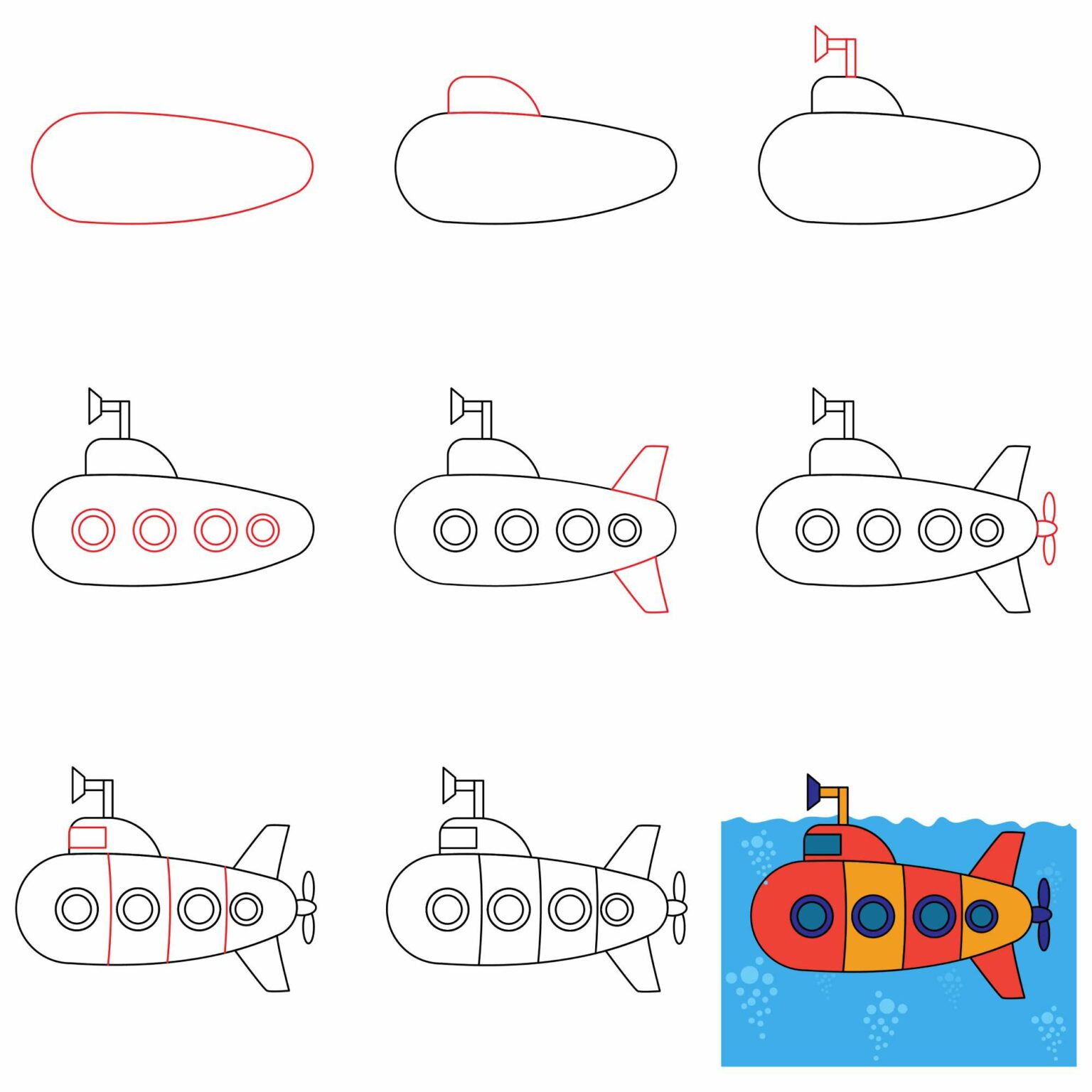 How to Draw a Submarine StepbyStep Guide