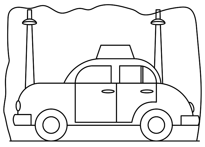 The 10th step is to add a background to the basic drawing of the taxi