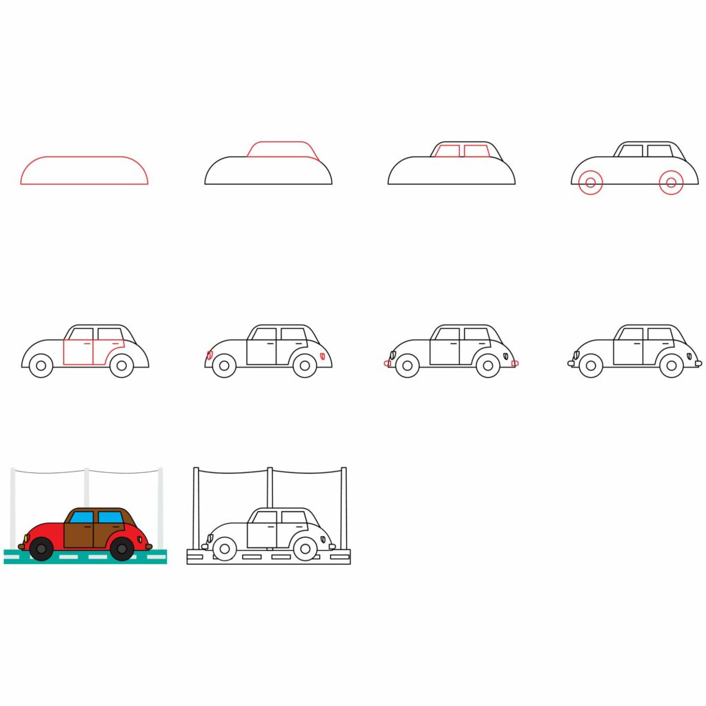 how to draw a vintage car