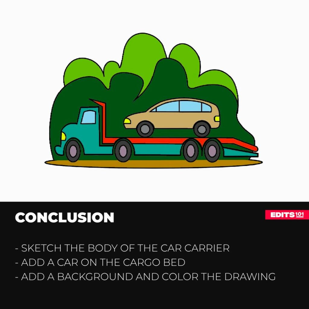 how to draw a car carrier
