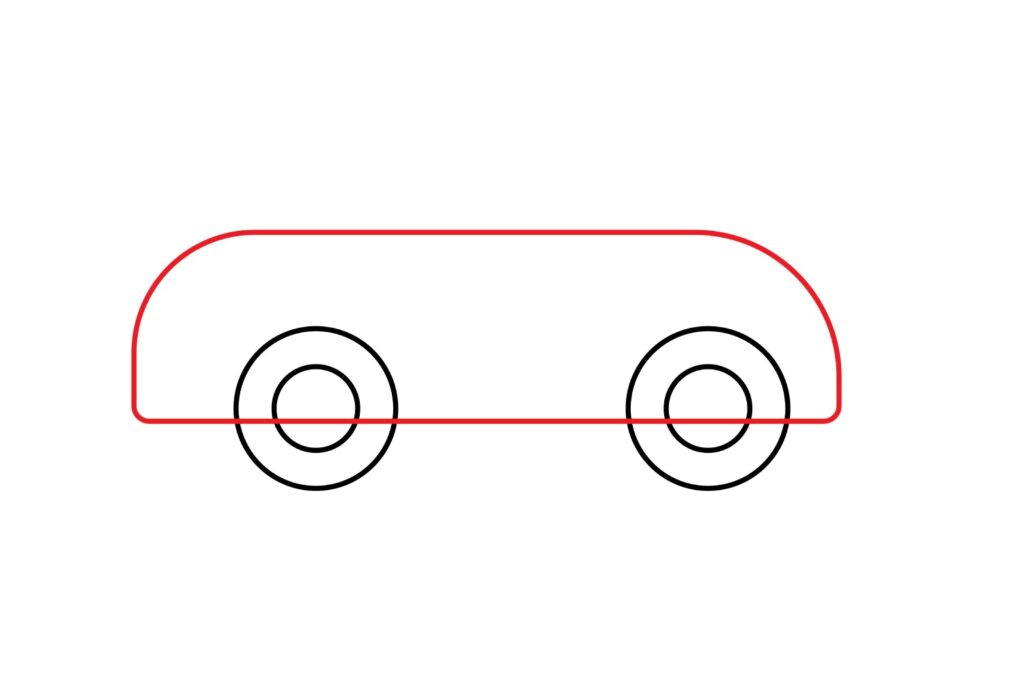 Sketch the body of the car