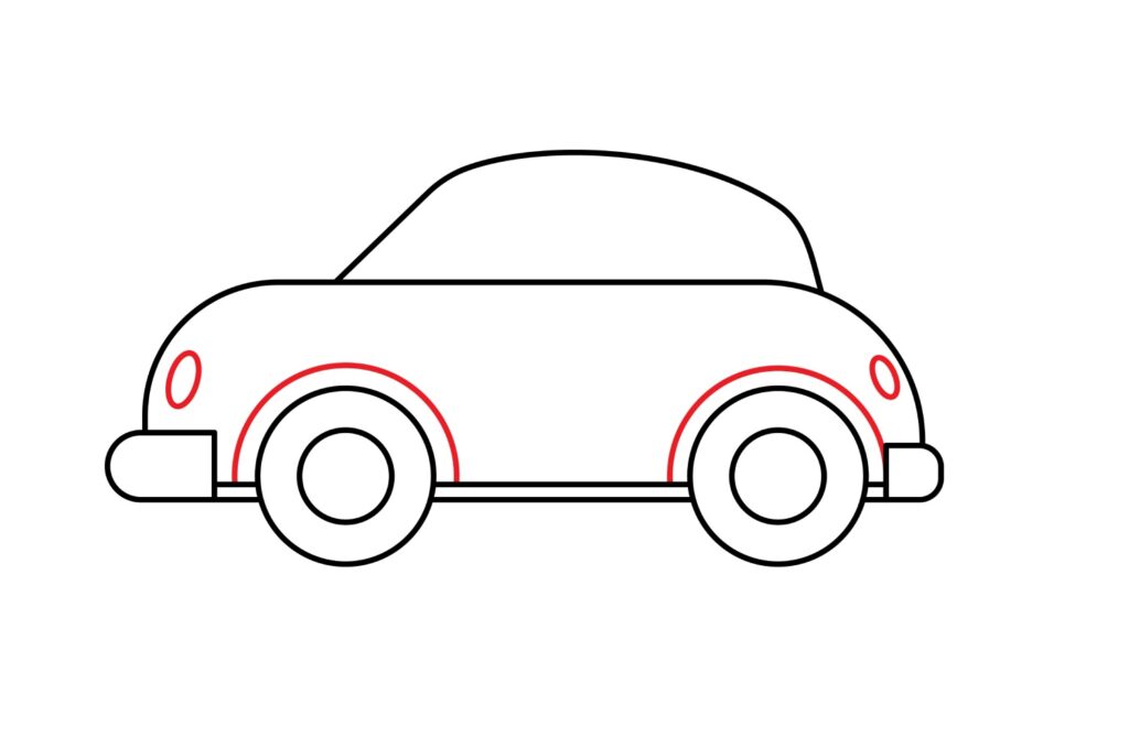How to draw the rims and lights of a car