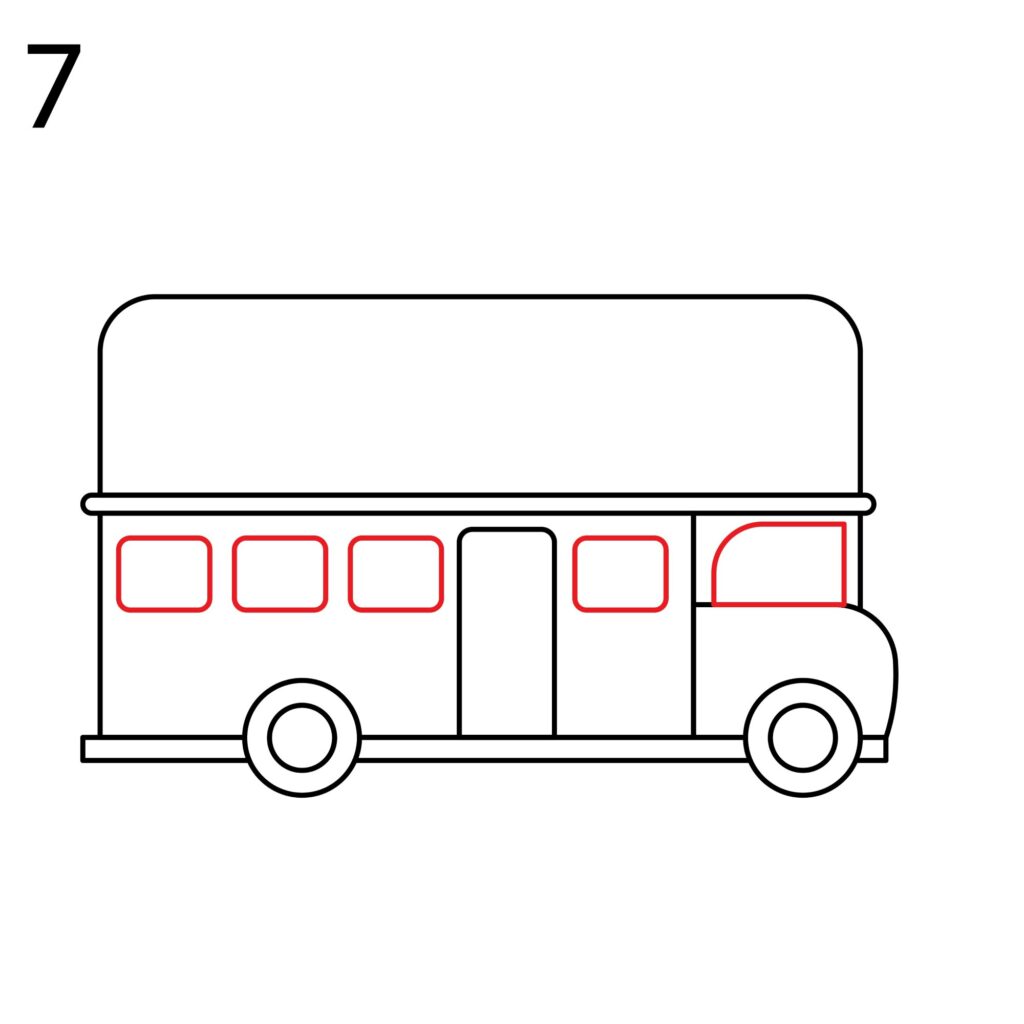 how to draw a double decker bus