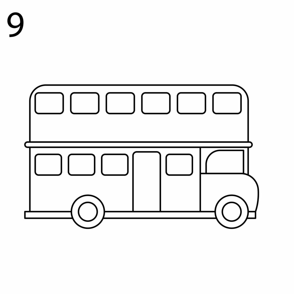 how to draw a double deck bus